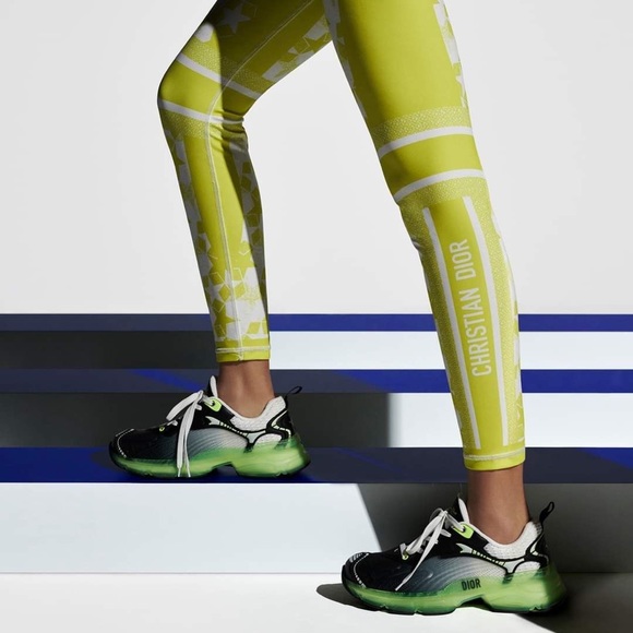 DIOR VIBE LEATHER-TRIM BLACK & YELLOW SNEAKER SIZE 40 - Picture 12 of 12